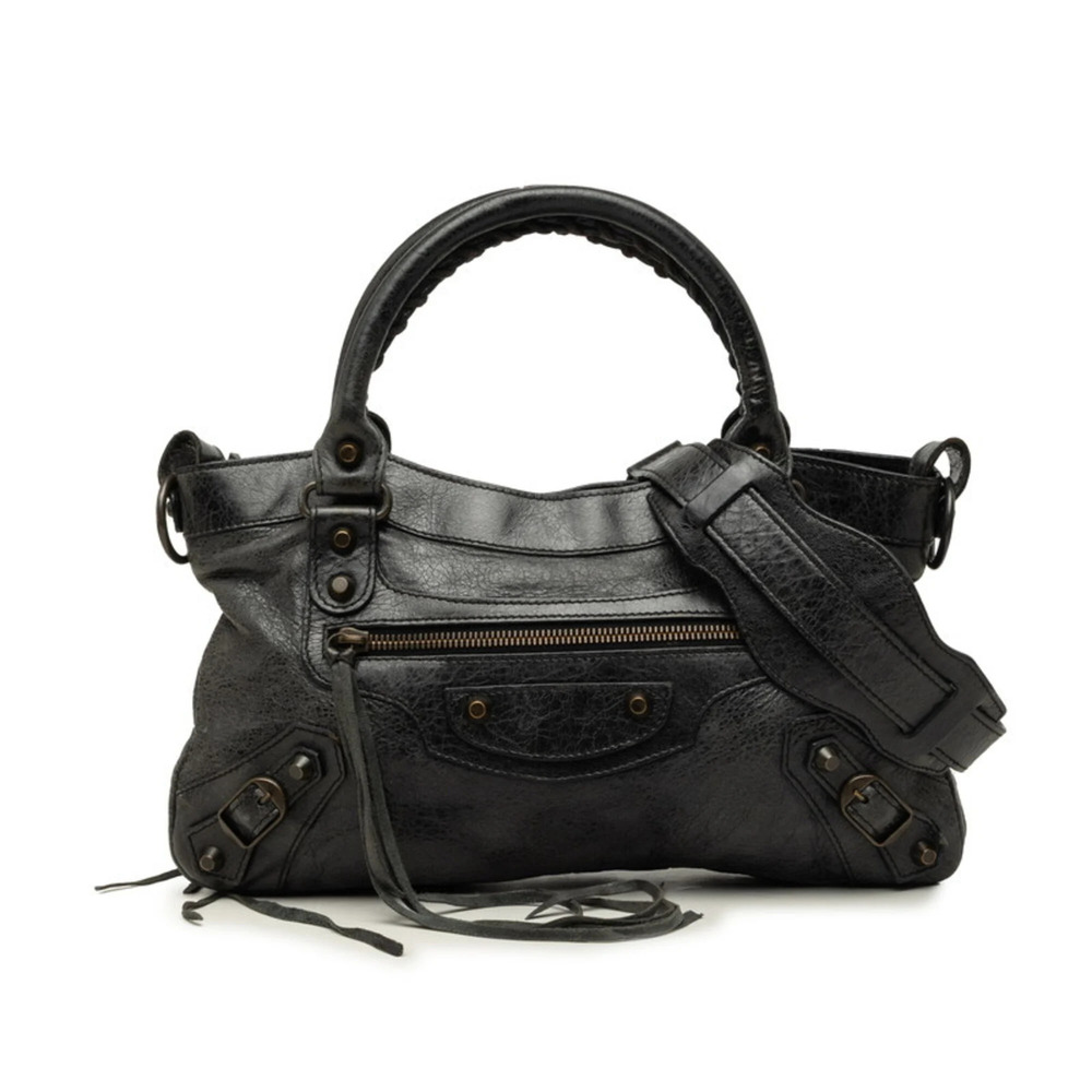 Balenciaga The First Handbag Shoulder Bag 2WAY 103208 Black Leather Women's B...